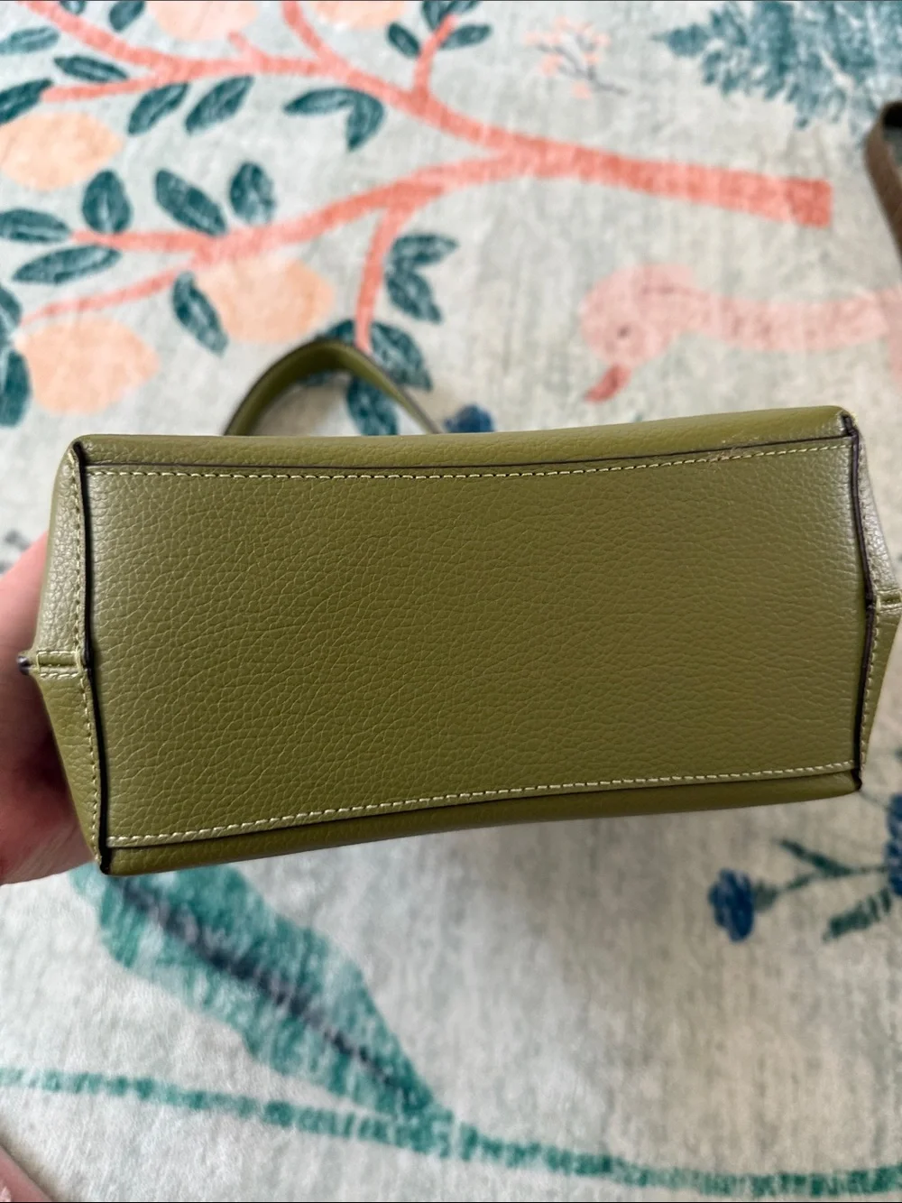 Coach Olive Green Pebbled Leather Shoulder Bag with Top Handle